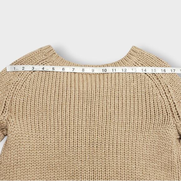 Dorothee Schumacher Braided Cable Knit Wool Flare Pullover Sweater Tan Sz 4 - Picture 11 of 12
